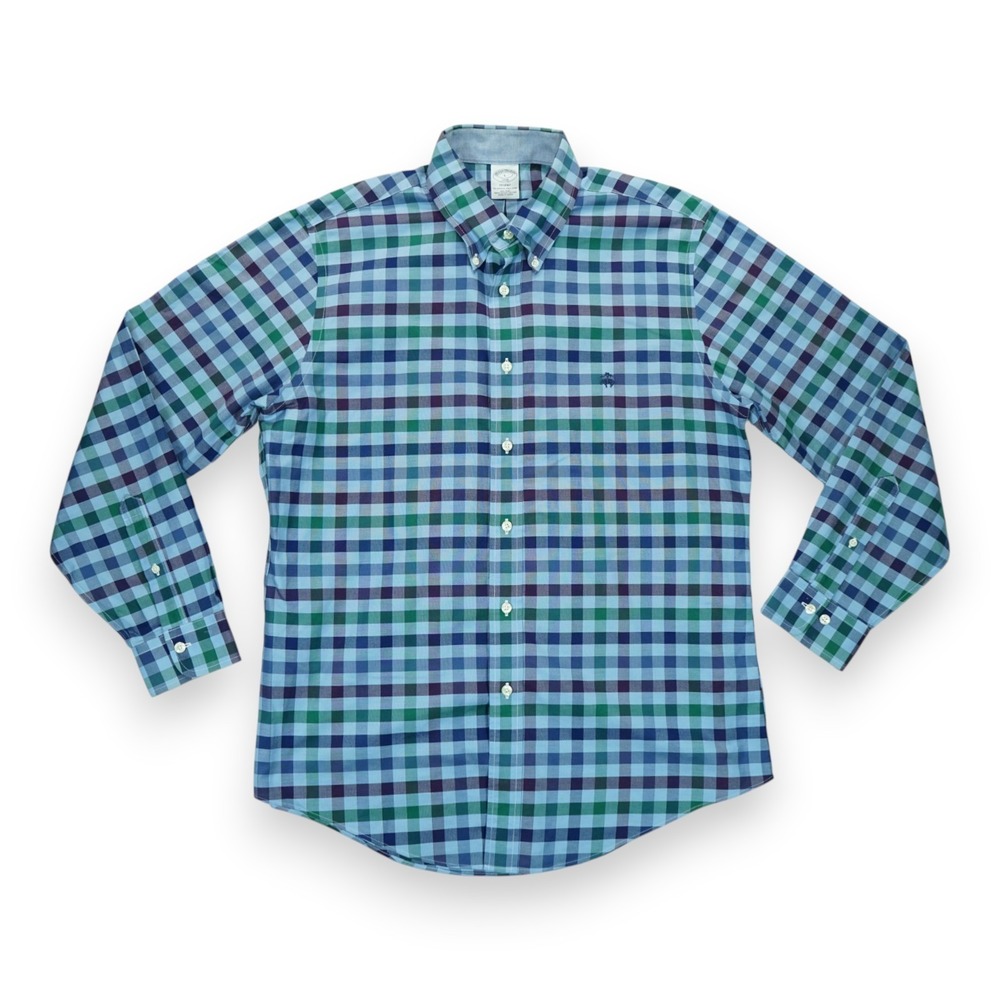 Brooks Brothers 1818 Regent Shirt Mens Plaid Size Large 100% Supima Cotton ~ EUC